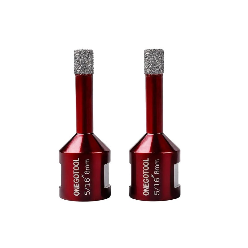 ONEGOTOOL 2pcs 5/16 Inch（8mm） Diamond Hole Saw Tile Masonry Core Drill bits for Porcelain Ceramic Concrete Granite Marble 5/8-11 Thread for Angle Grinders - Image 1